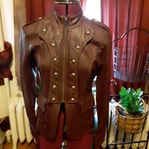 Military Style, Vintage Bebe Leather Jacket
